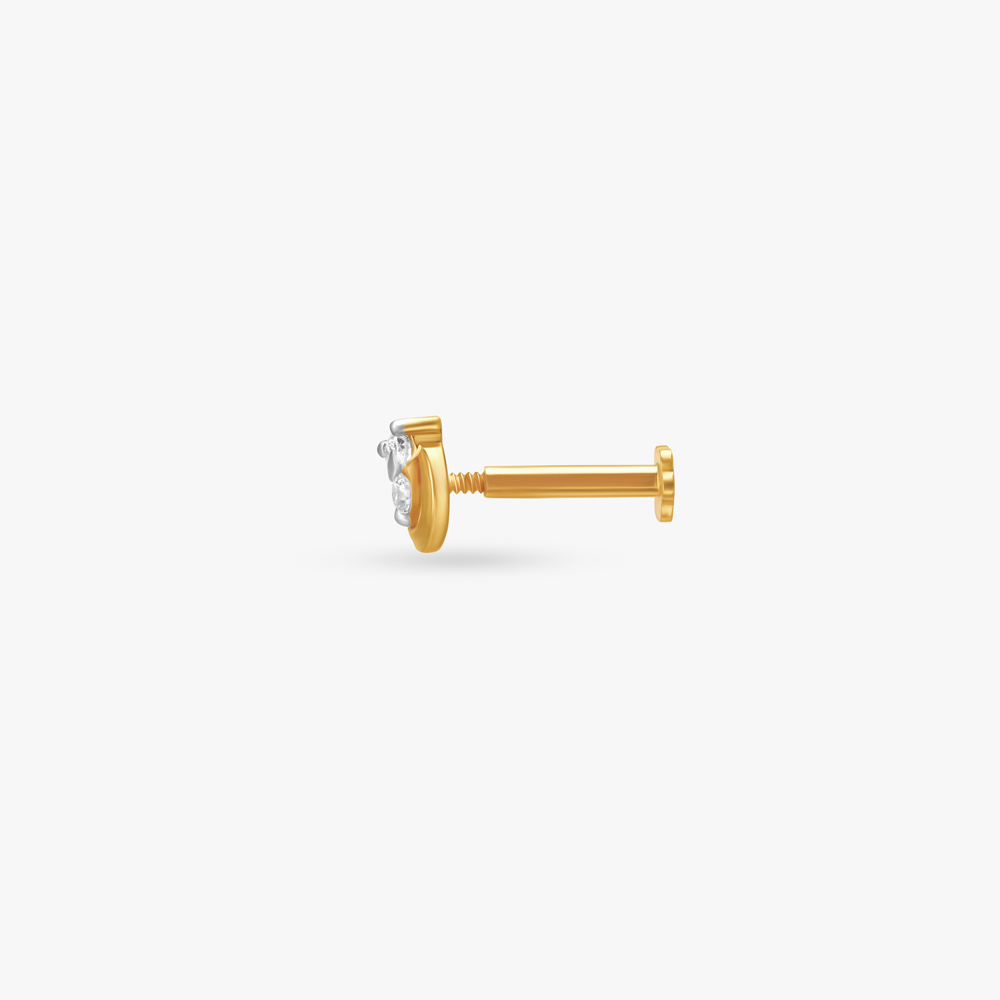 Elegant Petite Gold And Diamond Nose Pin