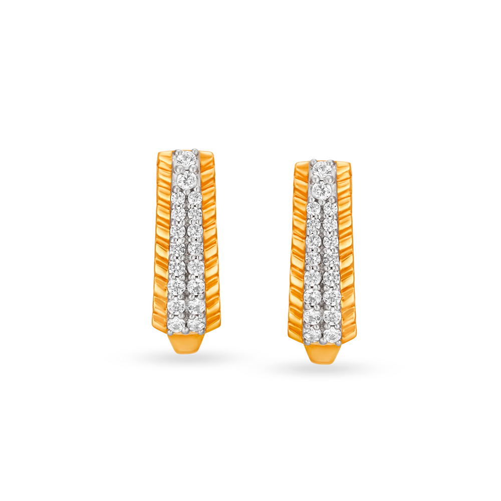 Ornate Karat Yellow Gold And Cubic Zirconia Studs