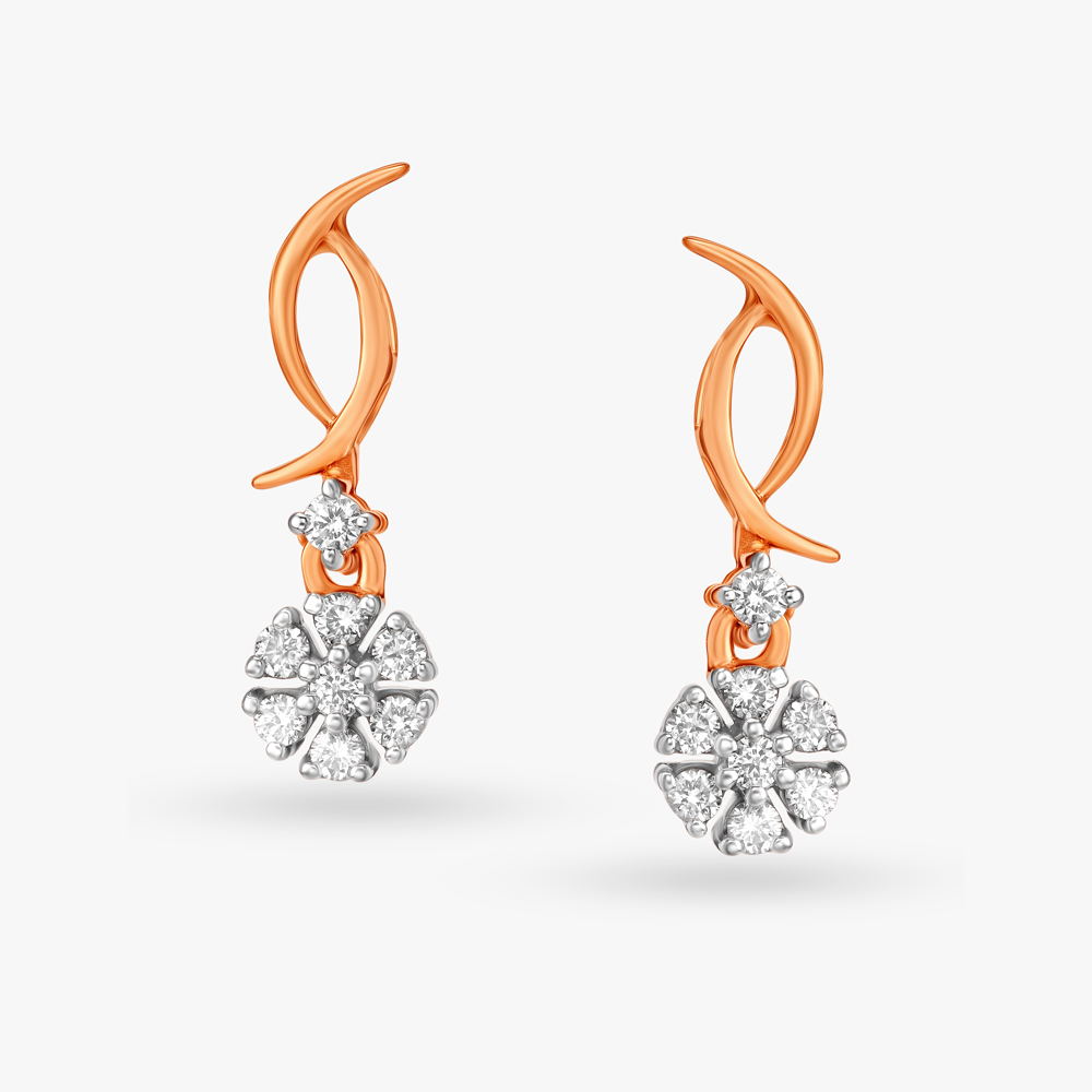 Dazzling Floral Diamond Drop Earrings