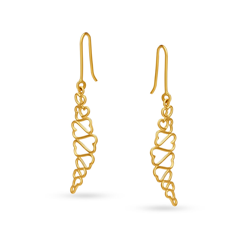 Enchanting 18 Karat Yellow Gold And Diamond Leaf And Stems Hoops