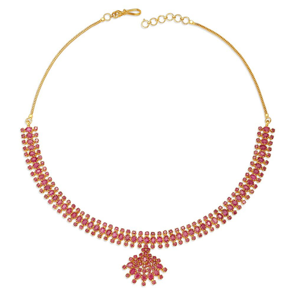 Ruby drop necklace | Ruby necklace designs, Gold jewelry simple, Gold necklace  designs