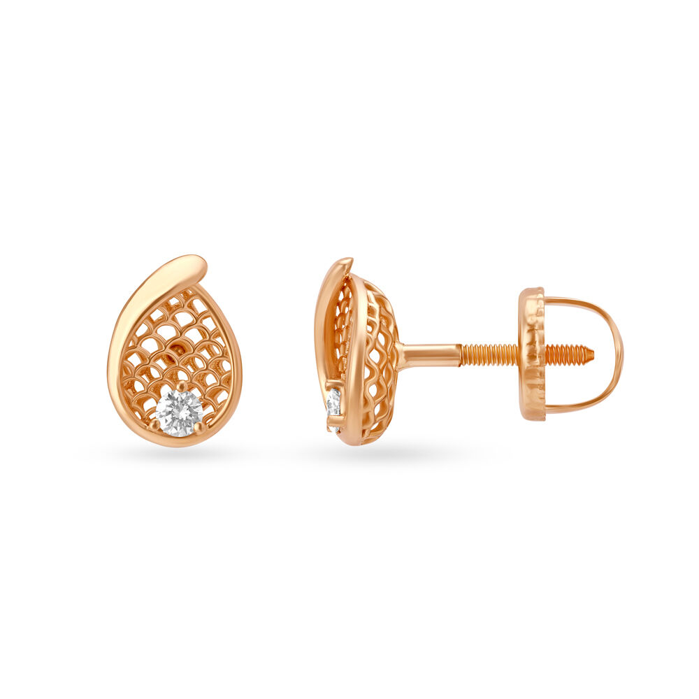 Mia by Tanishq 14 KT Mango Shape Rose Gold Diamond Stud Earrings Rose Gold  14kt Stud Earring Price in India - Buy Mia by Tanishq 14 KT Mango Shape Rose  Gold Diamond