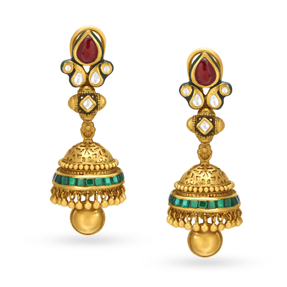 Tanishq Gold Earrings & Jhumka Designs With Price| Light Weight Gold Jhumka  Earrings | Gold Earrings - YouTube