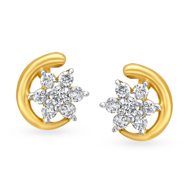 Floral Seven Stone Diamond Stud Earrings