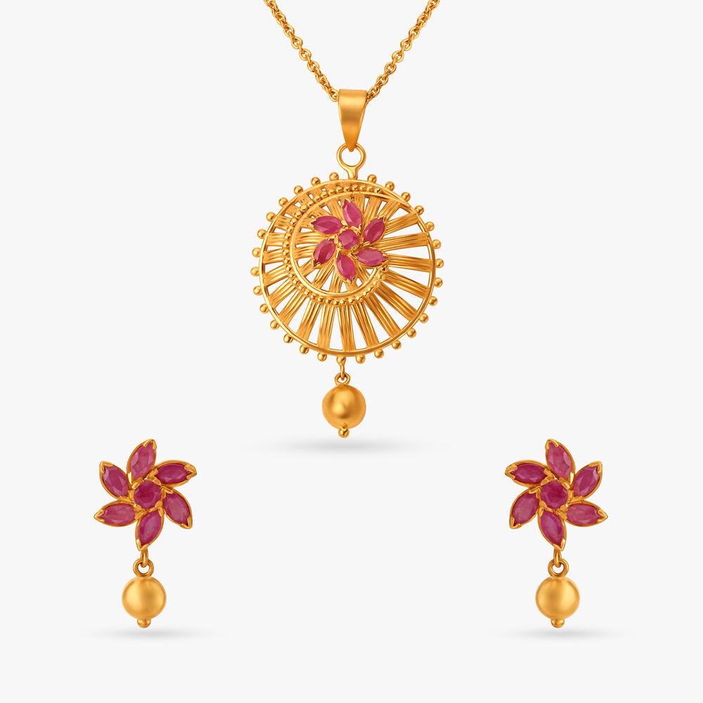 Tanishq ruby 2025 pendant set