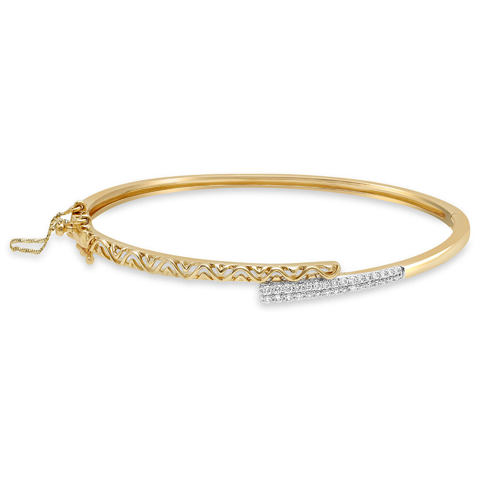 14KT Yellow Gold Sparkling Curvaceous Diamond Bangle