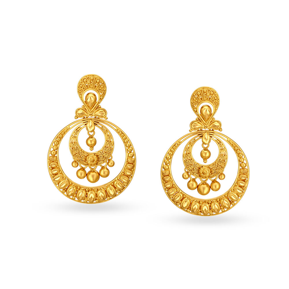 Gold Finish Moissanite Polki Chandbali Earrings In Sterling Silver Design  by Sica Jewellery at Pernia's Pop Up Shop 2024