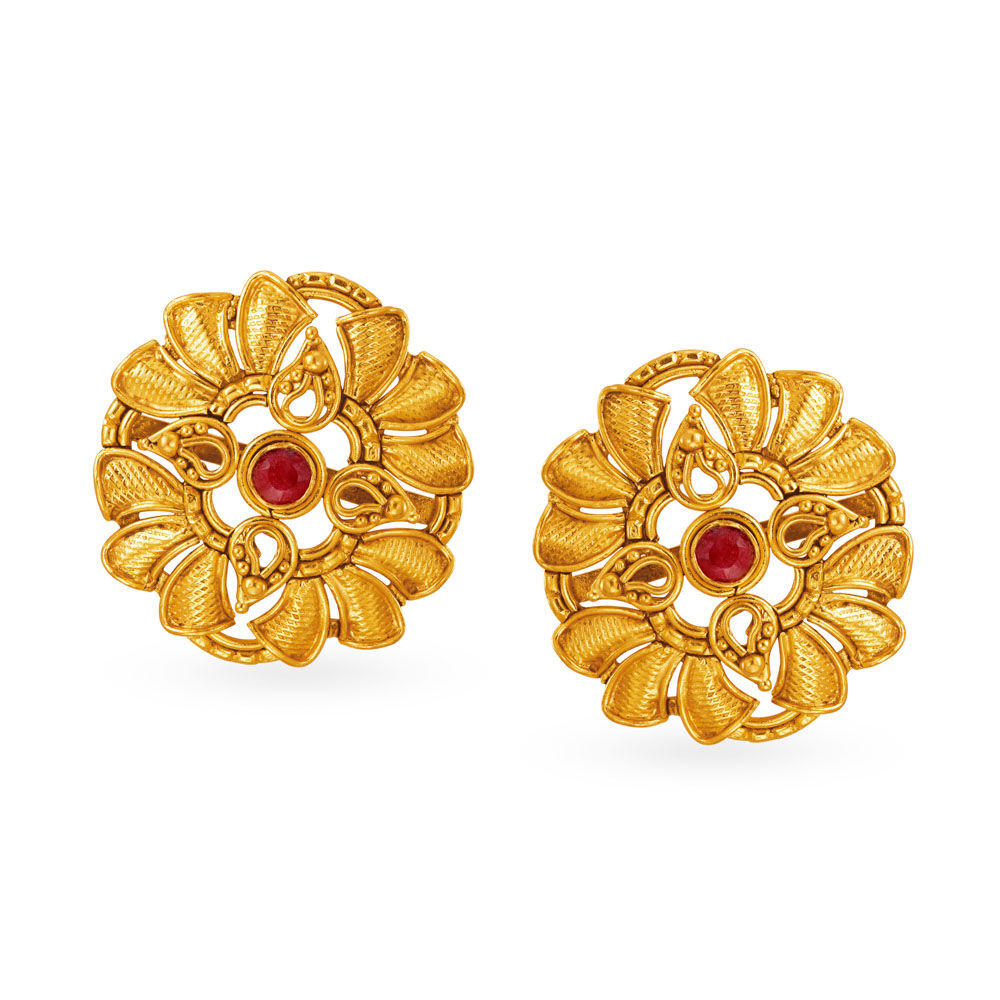 Buy 22K Gold Stone Studded Earrings Online from Vaibhav Jewellers