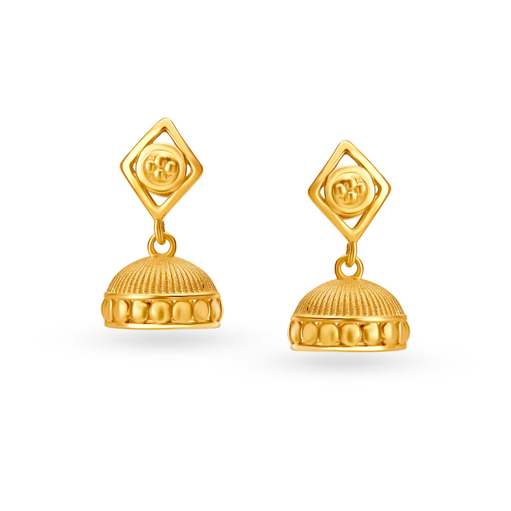 Glamorous 22 Karat Yellow Gold Blooming Stud Earrings