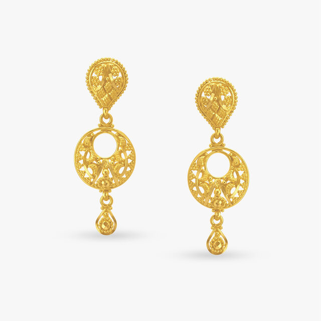 Ornate Chand Bali Gold Drop Earrings