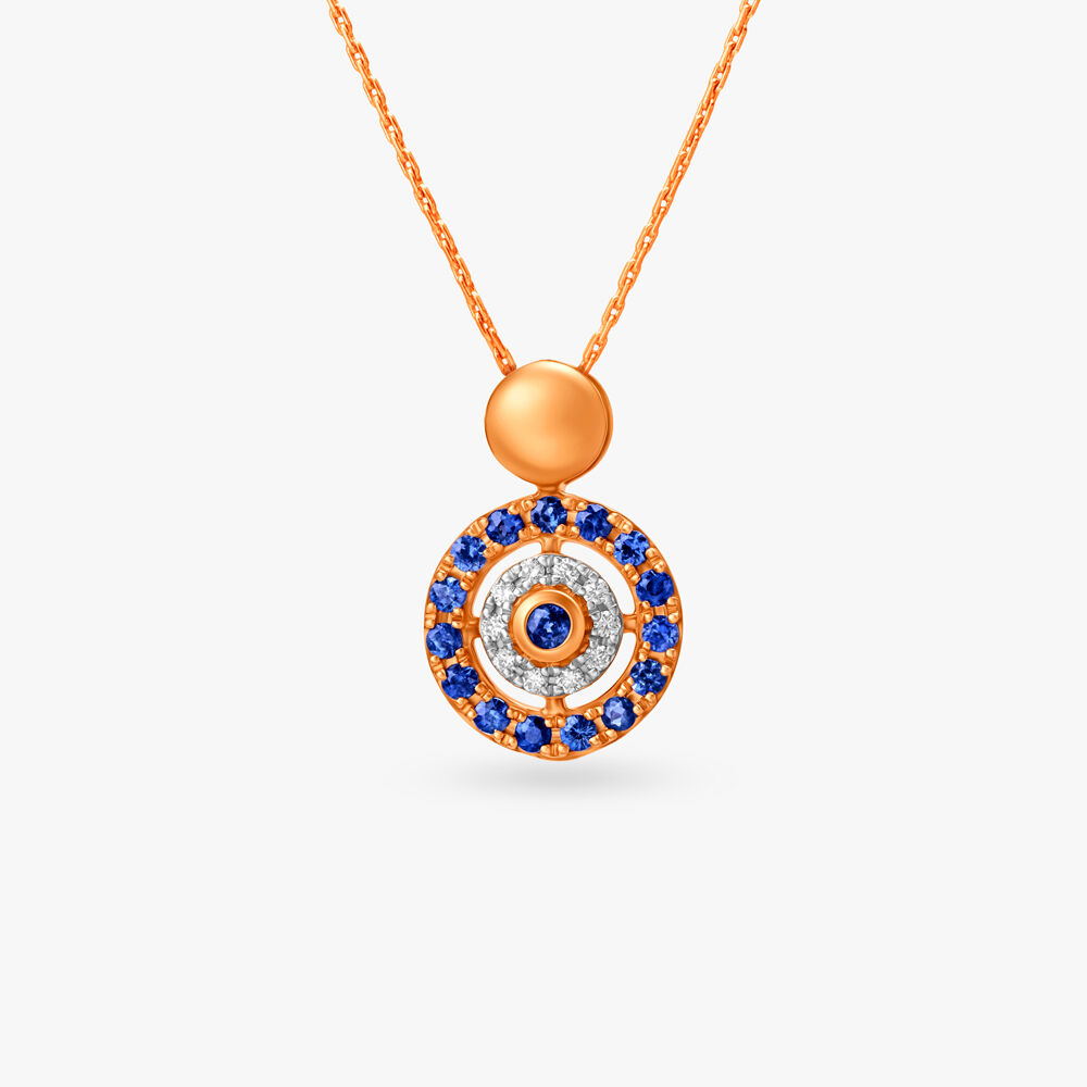 14k Gold, Diamond, Blue Sapphire Evil Eye Necklace – Meira T Boutique