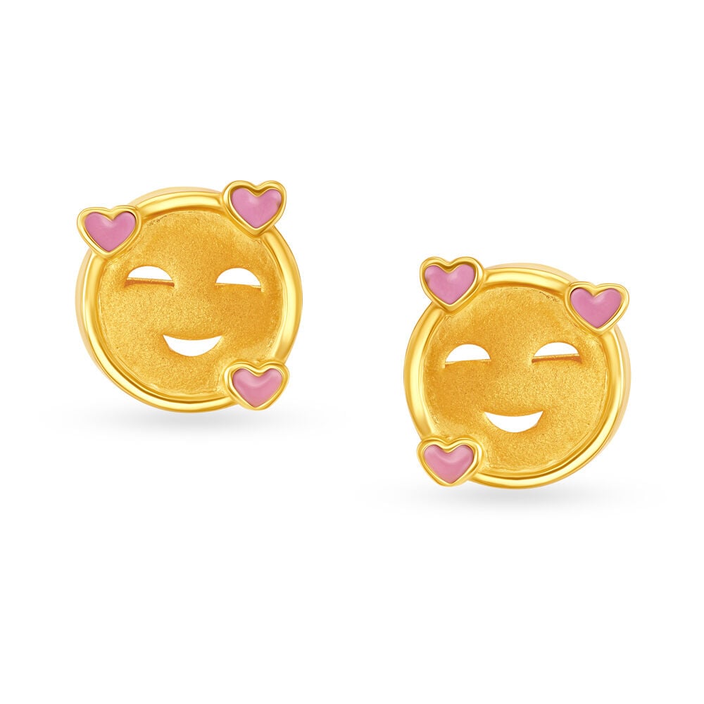 50 Pcs 9mm Yellow Smiley Face Acrylic Earrings Studs  beadsnfashion