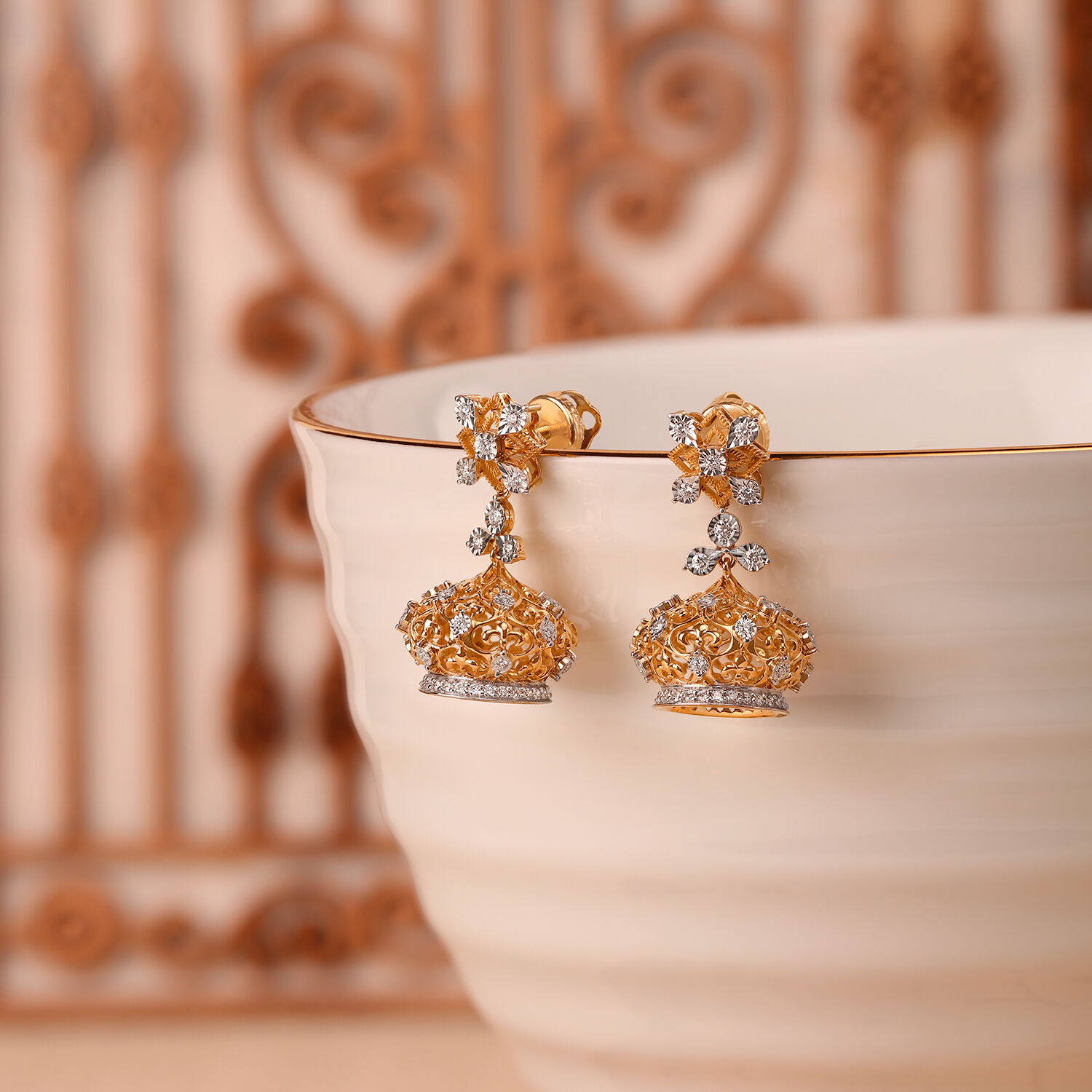Buy Azba Mango Motif Statement Antique Jhumka Earrings | Tarinika