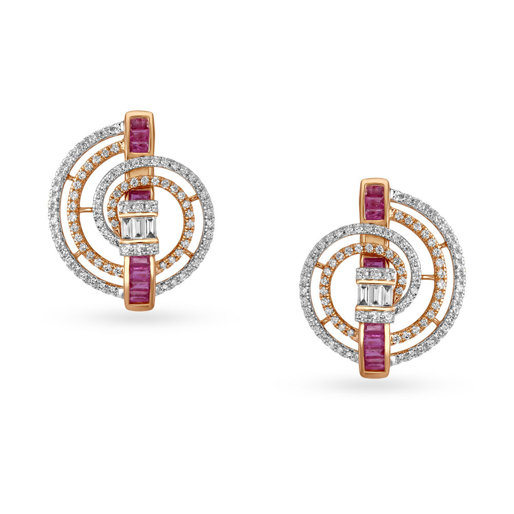 Glamorous Floral Diamond Stud Earrings