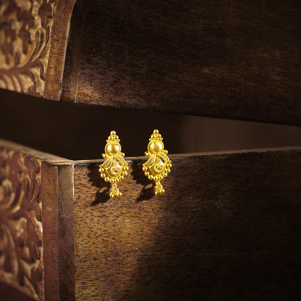 Buy Fancy Glossy Matte Finish Gold Earrings  GRT Jewellers