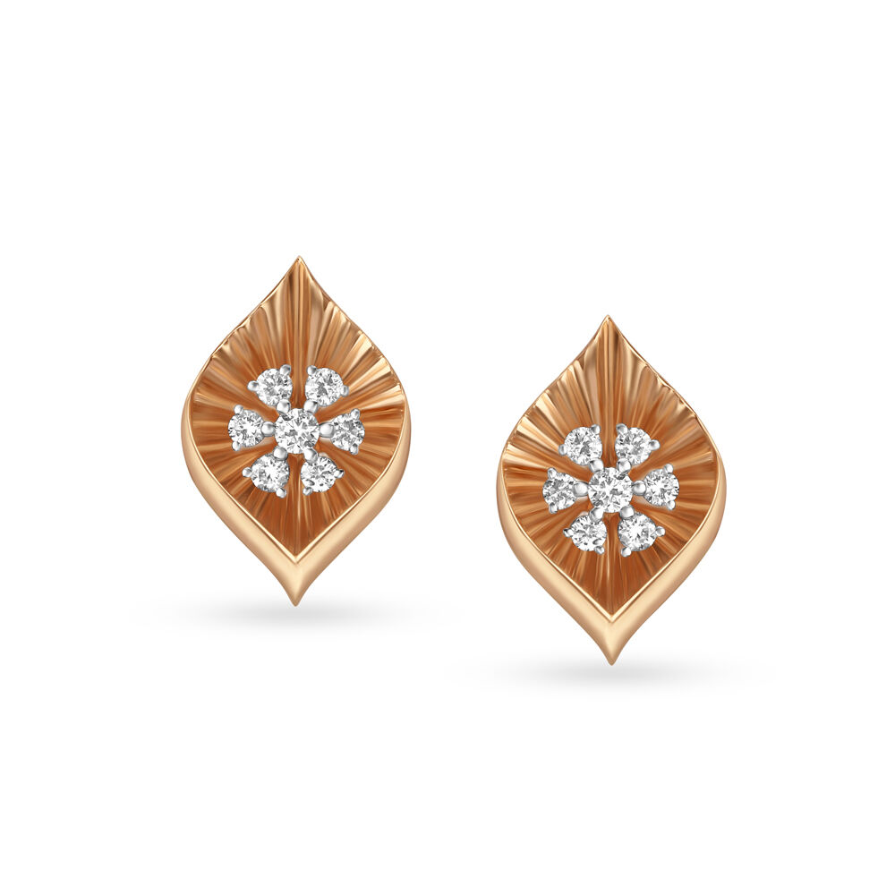 Radiant Rose Gold and Diamond Stud Earrings