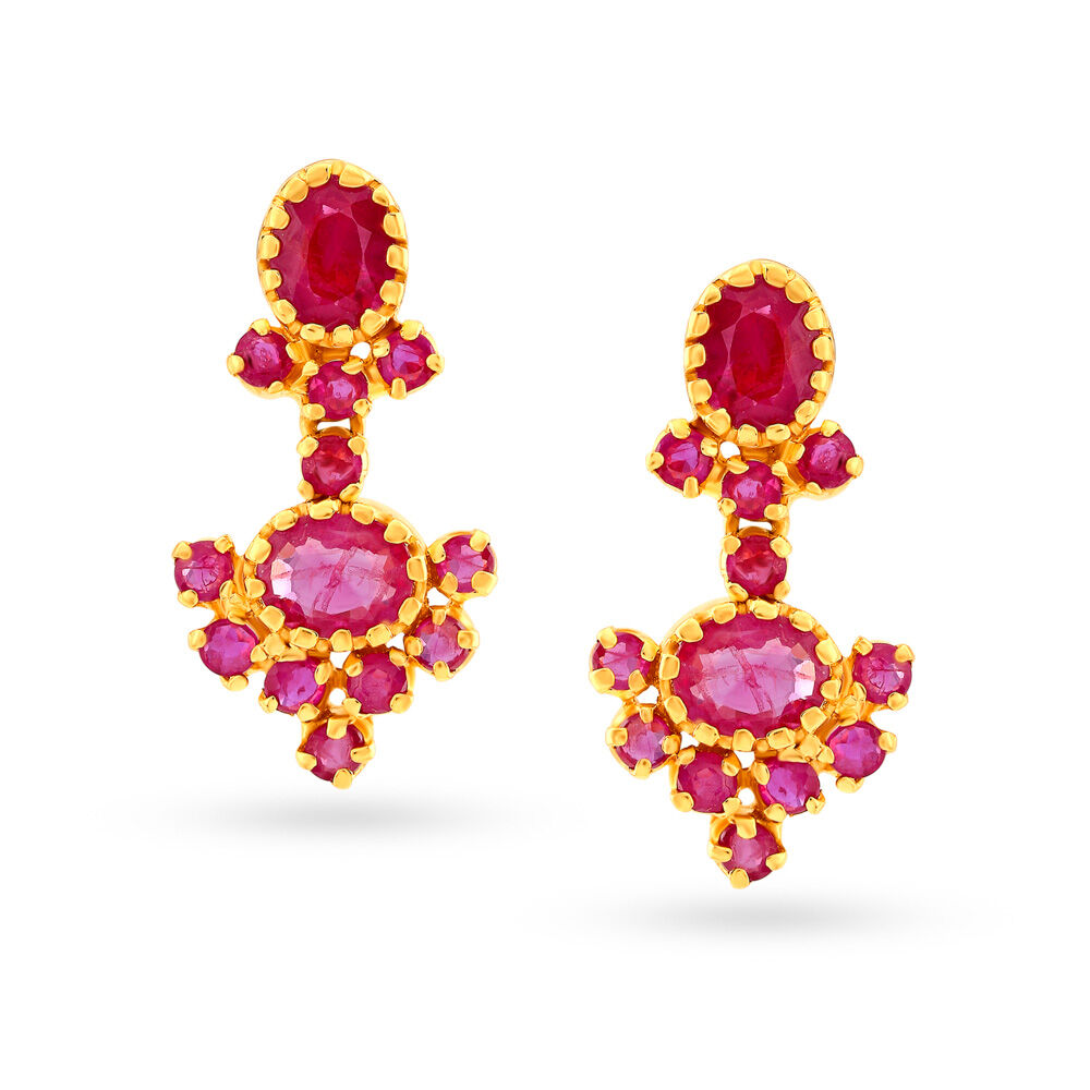 Ara Ruby Drop Earring | Ruby Drop Earrings White Gold - Dishis Jewels