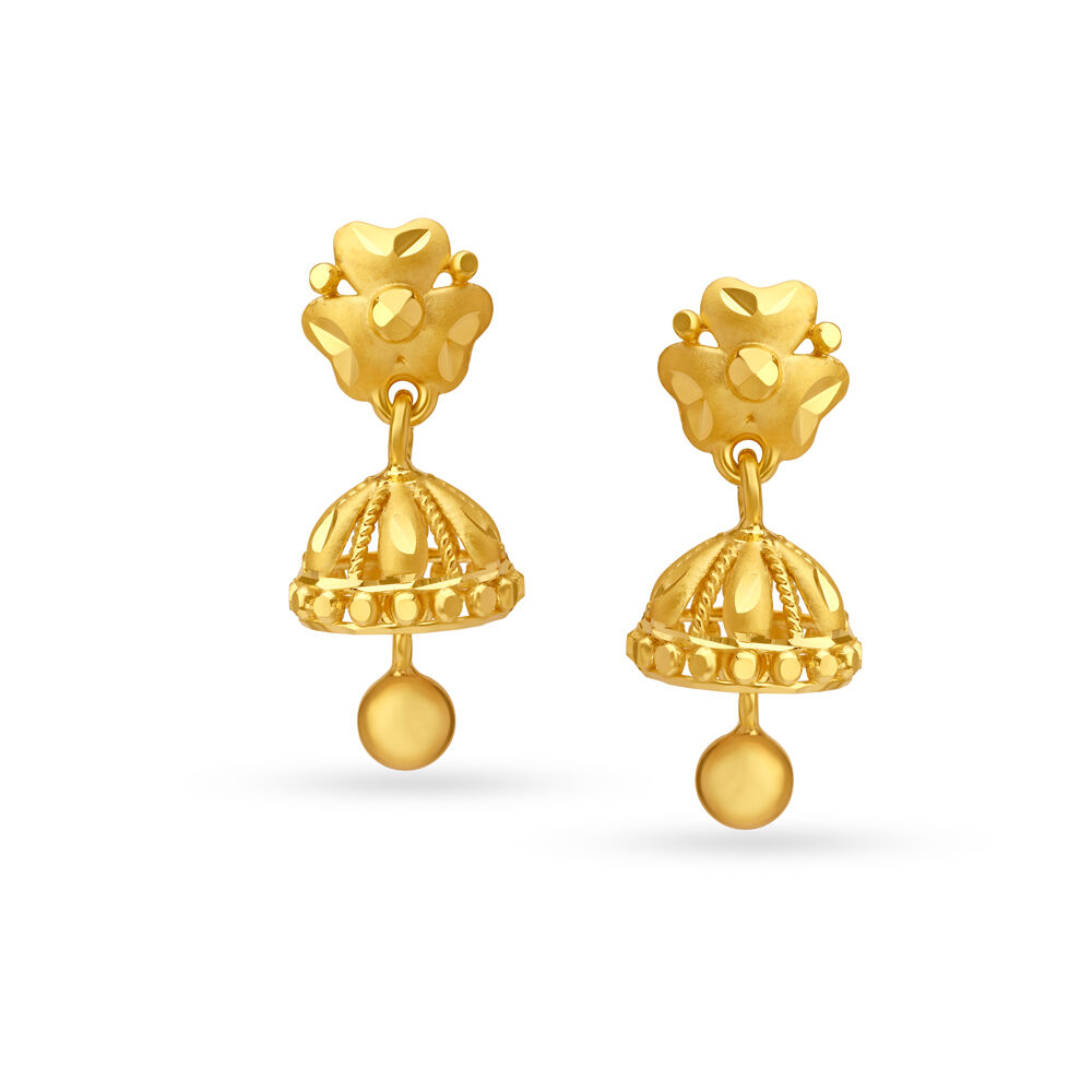 gold earrings for girls tanishq earrings gold jhumka gold stud earrings |  Gold earrings designs, Bridal gold jewellery designs, Gold jewelery