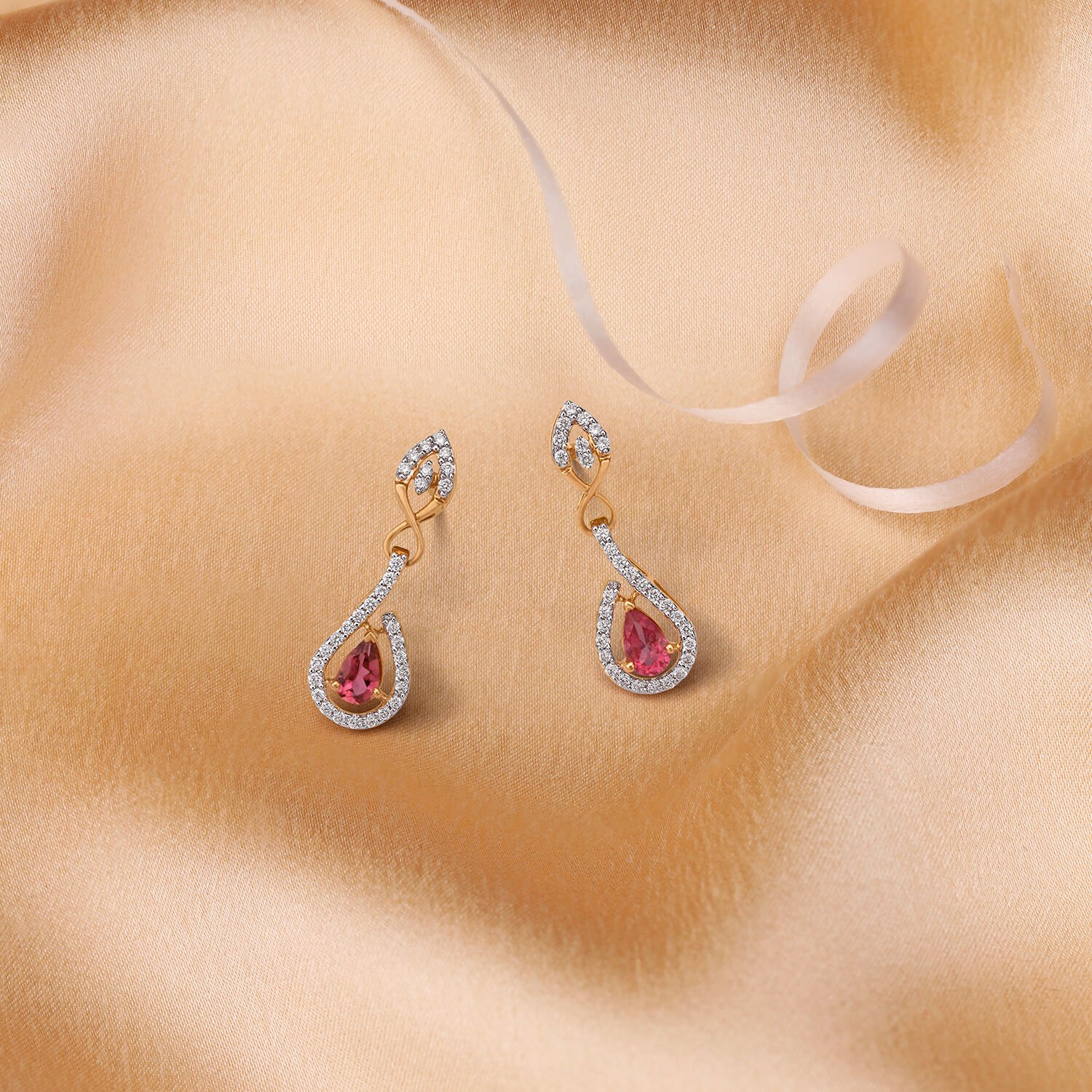 Enticing Diamond and Gold Drop Earrings