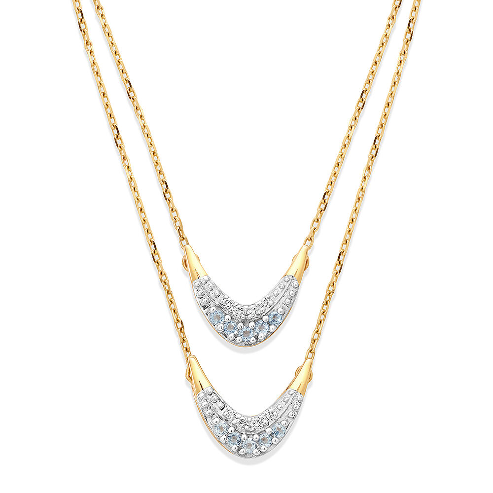 14kt Yellow Gold Blue Topaz Pear Necklace - Freedman Jewelers
