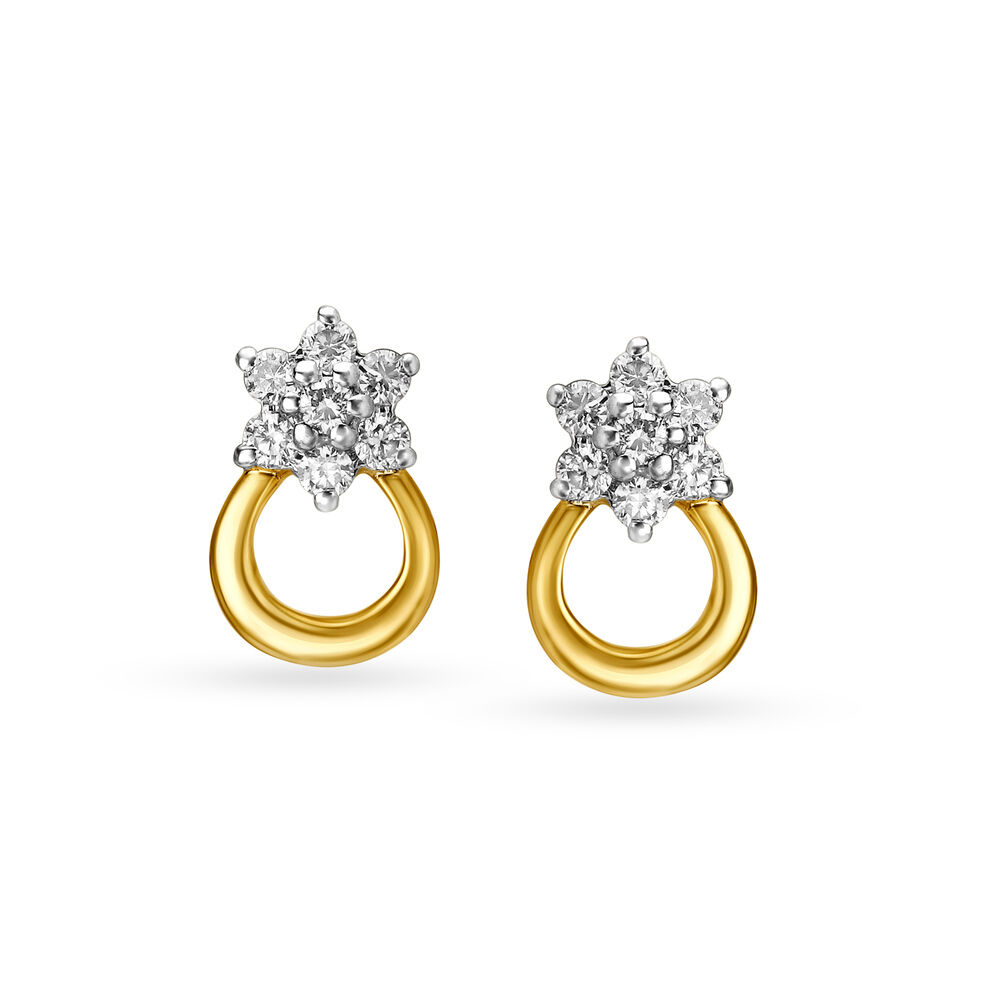 Buy Classic Diamond Flower Shape Stud Earrings, Real Diamond Earrings, Real  Gold Earring Studs Online in India - Etsy