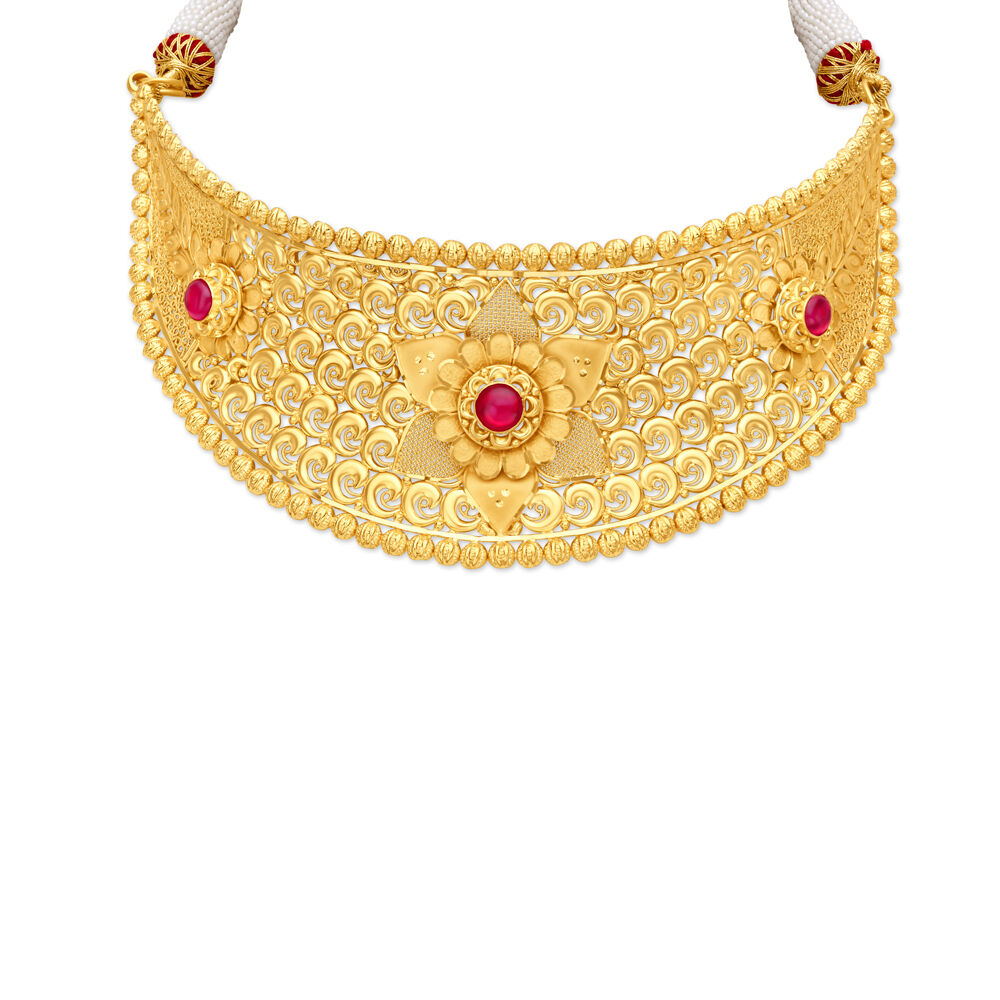 45.800g Gold Choker Necklace Set at Rs 294448.2/piece | Chandni Chowk | New  Delhi | ID: 2851873373562