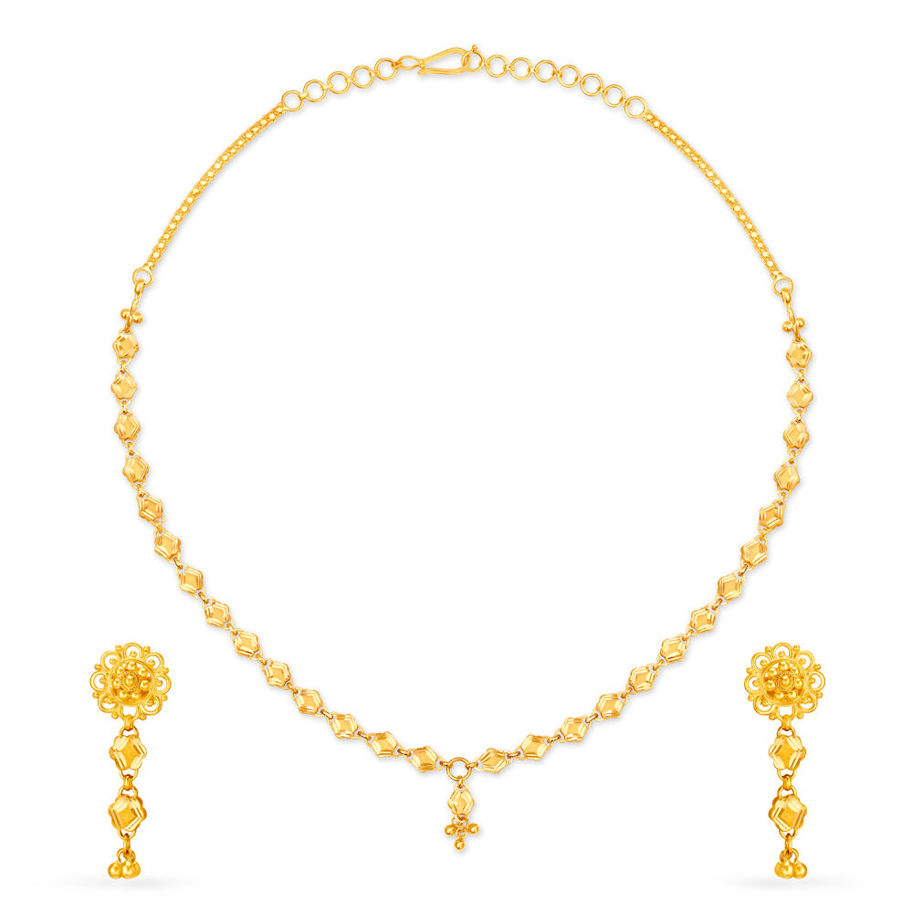 Buy 2 Gram Gold Forming Plain Necklace with Earrings Set