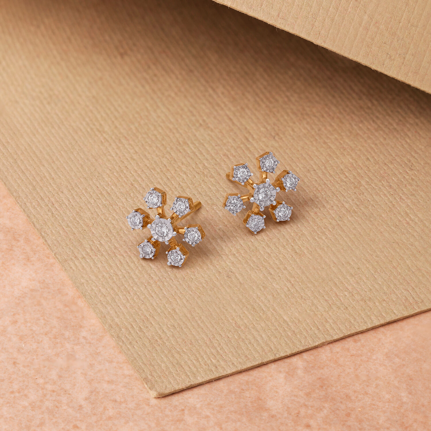 Dazzling Floral Diamond Stud Earrings