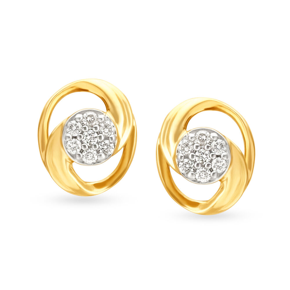 Spiral Single Stone Diamond Stud Earrings