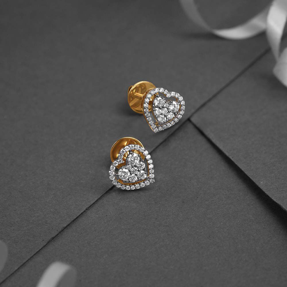 Ourosjewels Heart Cut Eco Diamond Halo Stud Earrings For Wife 160 Ct 14  Kt