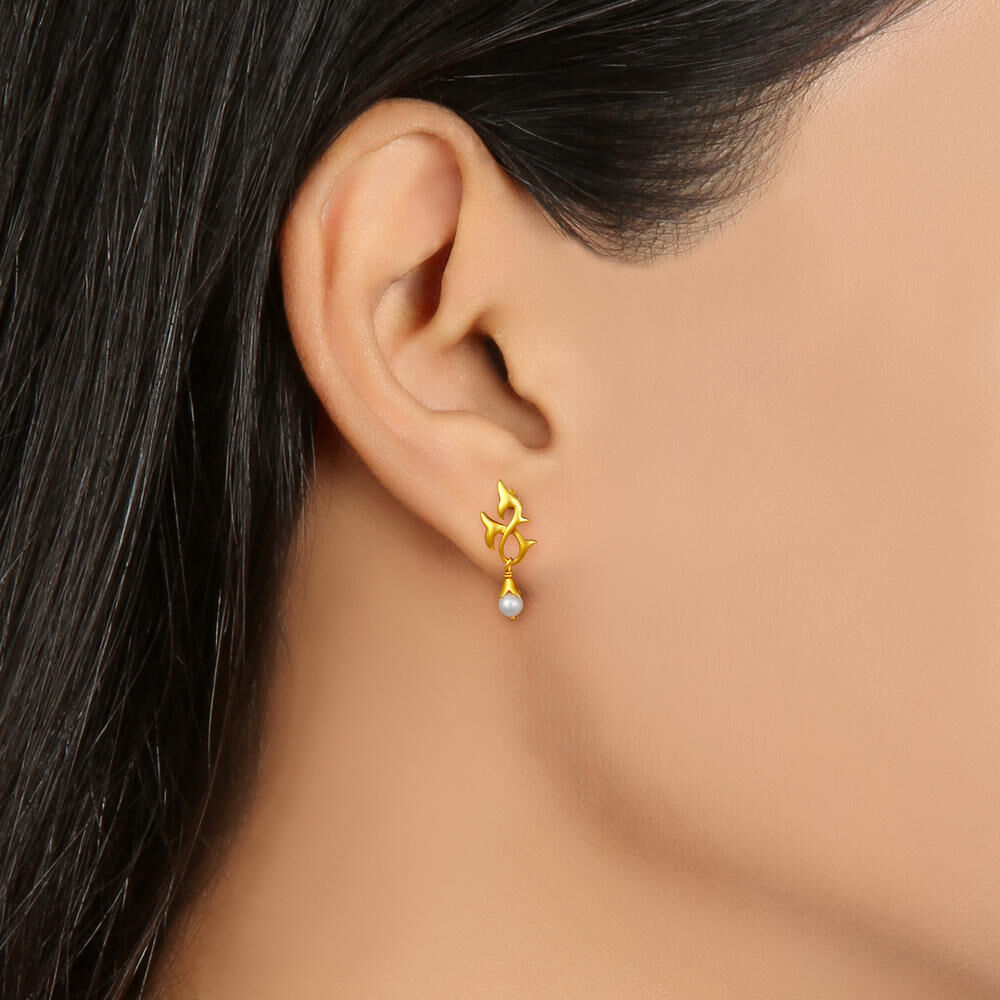 Mia by Tanishq 14KT Rose Gold Diamond and Pearl Hoop Earrings for Women   Amazonin Jewellery
