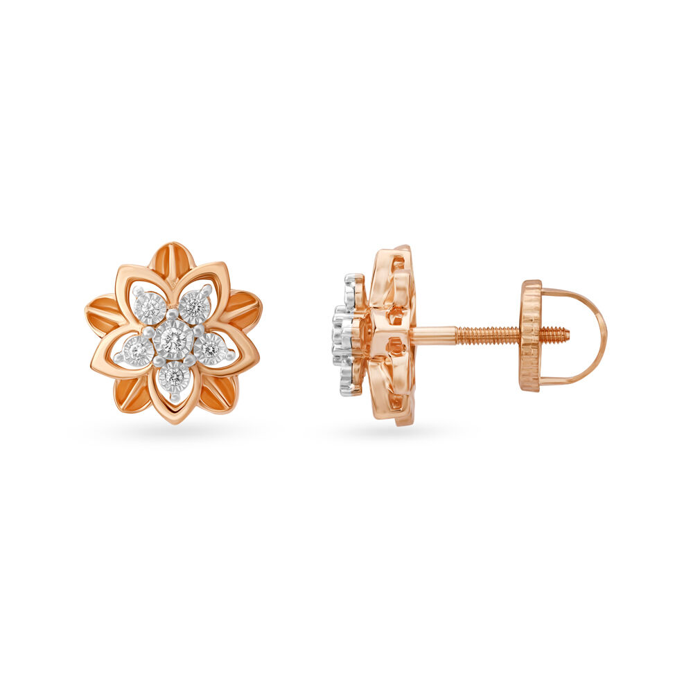 Diamond Earrings, Rose Gold and Diamond Earrings, Post Earrings, Studs, Art  Deco Earrings, Vintage Earrings, Earrings, Delicate Earrings - Etsy Israel