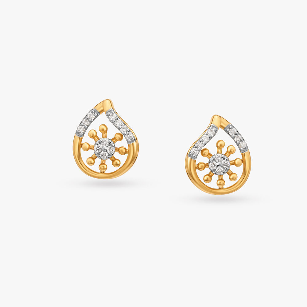Alluring Floral Diamond Stud Earrings