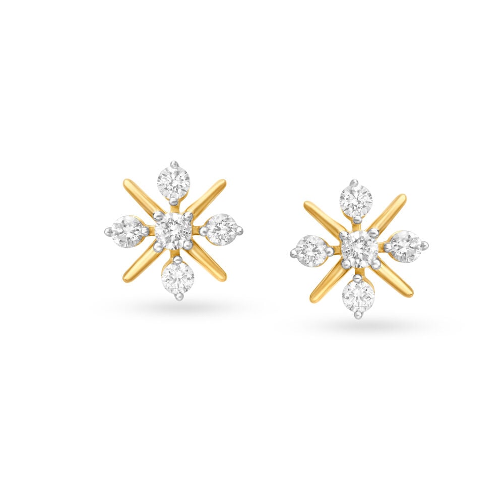 Nakshatra Pattern Diamond Stud Earrings
