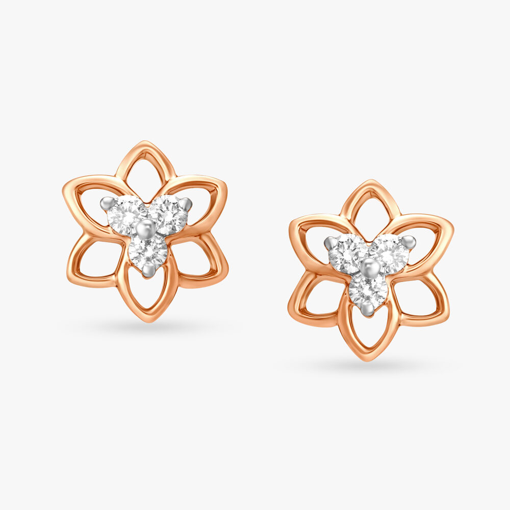 Cocktail Real Diamond Floral Stud Earrings Solid 18kt White Gold Fine  Jewelry at Rs 26198/pair | Diamond Stud Earrings in Surat | ID: 21129447455