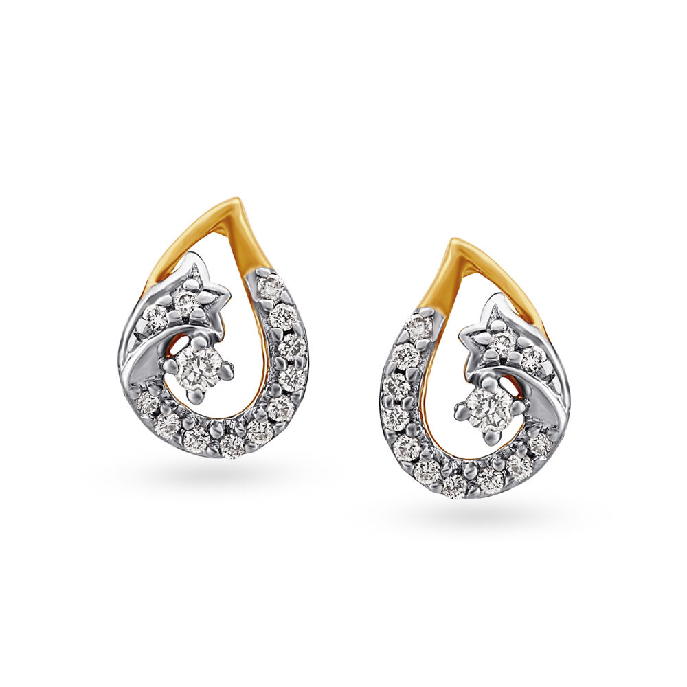 Mia by Tanishq 14KT 2 Colour Gold and Diamond Stud Earrings for Women :  Amazon.in: Fashion