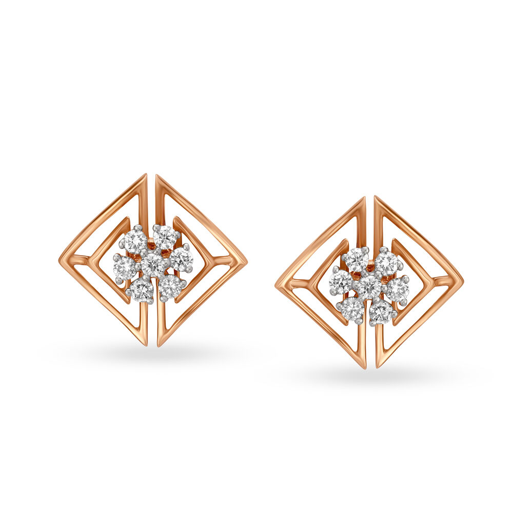 Petite Chatelaine Pavé Bezel Stud Earrings in 18K Rose Gold with Morganite  and Diamonds  David Yurman