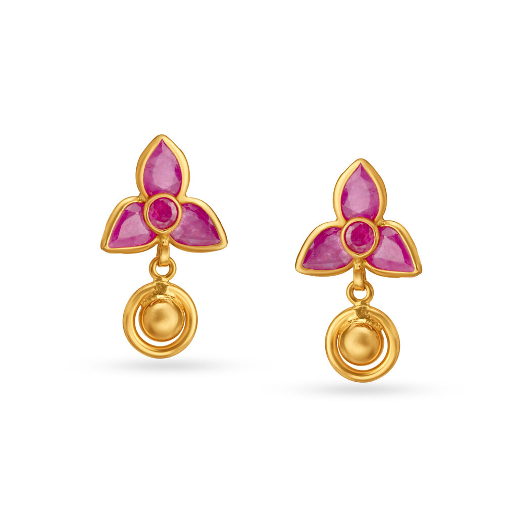 20.00 ct. t.w. Ruby Drop Earrings in 14kt Yellow Gold | Ross-Simons