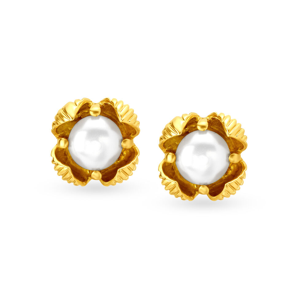 Buy Charming 18 Karat Yellow Gold And Pearl Stud Earrings at Best Price |  Tanishq UAE