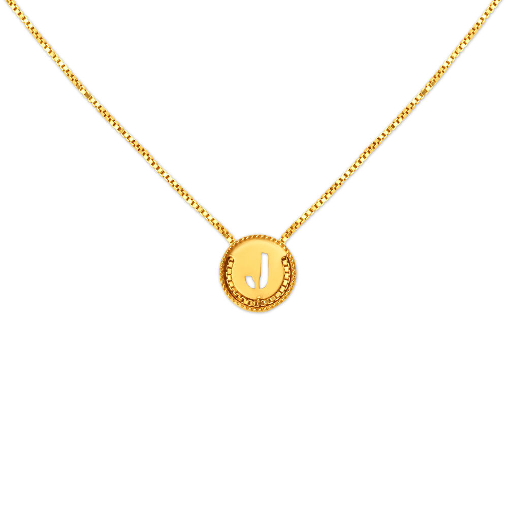 Precious Stars 14K Yellow Gold Cursive Letter Initial 'J' Pendant Necklace  | eBay