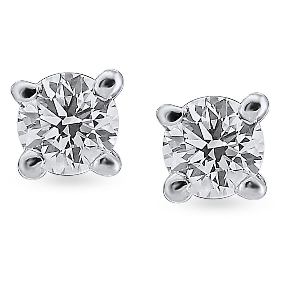 Modern Single Stone Diamond Stud Earrings