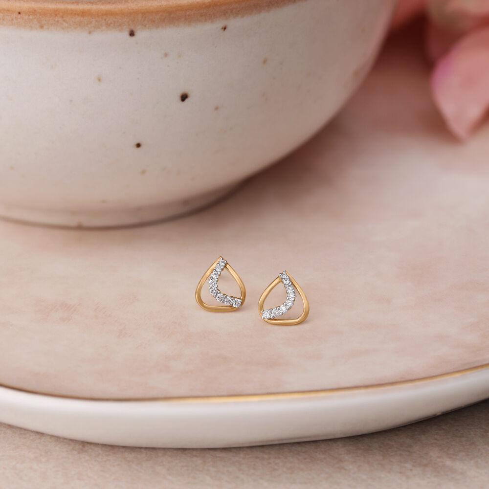 Dangler Earrings Embellished With Diamonds In 14k Rose Gold By Lagu Bandhu  – Lagu Bandhu