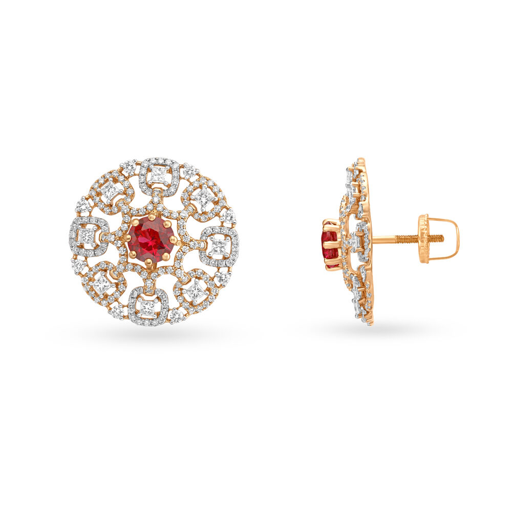 Efulgenz Indian Jewellery Crystal Stone Faux Pearl Beaded Big Round Stud  Earrings Set for Women, Red - Walmart.com