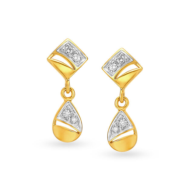 Immaculate 18 Karat Yellow Gold And Diamond Earrings,,hi-res image number null