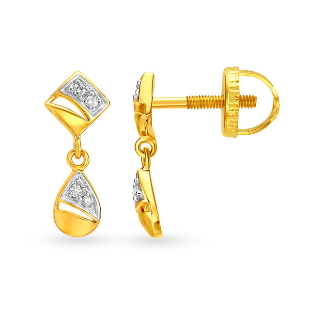 Immaculate 18 Karat Yellow Gold And Diamond Earrings,,hi-res image number null