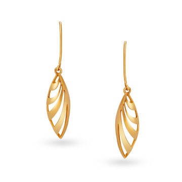 Contemporary Leaf Pattern Gold Hoop Earrings