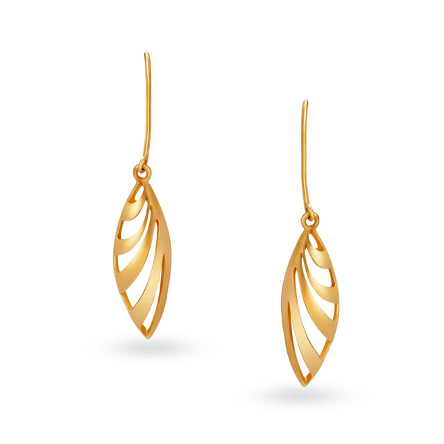 Contemporary Leaf Pattern Gold Hoop Earrings,,hi-res image number null