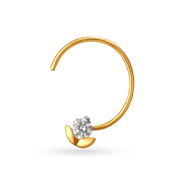 Flowerbud Gold and Diamond Nose Pin image number null