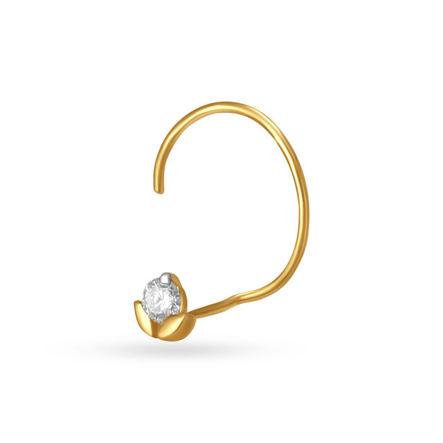 Flowerbud Gold and Diamond Nose Pin image number null