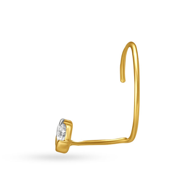 Flowerbud Gold and Diamond Nose Pin image number null